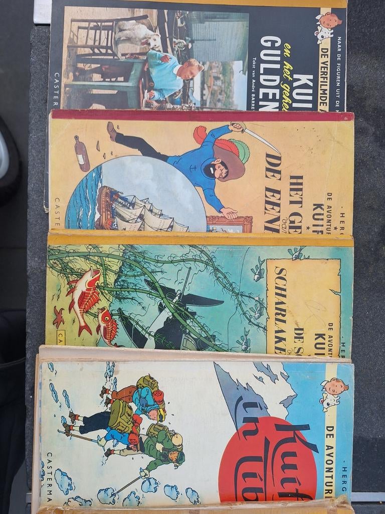 6 oude Kuifje stripboeken - Diverse avonturen, Boeken, Stripboeken, Meerdere stripboeken, Ophalen of Verzenden, Gelezen, Hergé