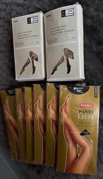 Panty's(10x) - 15 den 36-40 zwart zijde glans + huid - nieuw, Maat 36/38 (S), Zwart, Nieuw, Ophalen of Verzenden