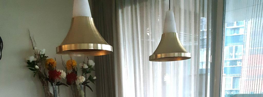 Hanglamp met albast en messing kap, Ophalen, Zo goed als nieuw, Crème, 50 cm of meer