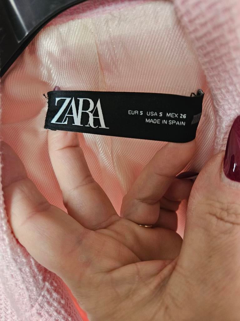 Zara Roze Tweed Blazer Maat S, Kleding | Dames, Ophalen, Zara, Zo goed als nieuw, Jasje