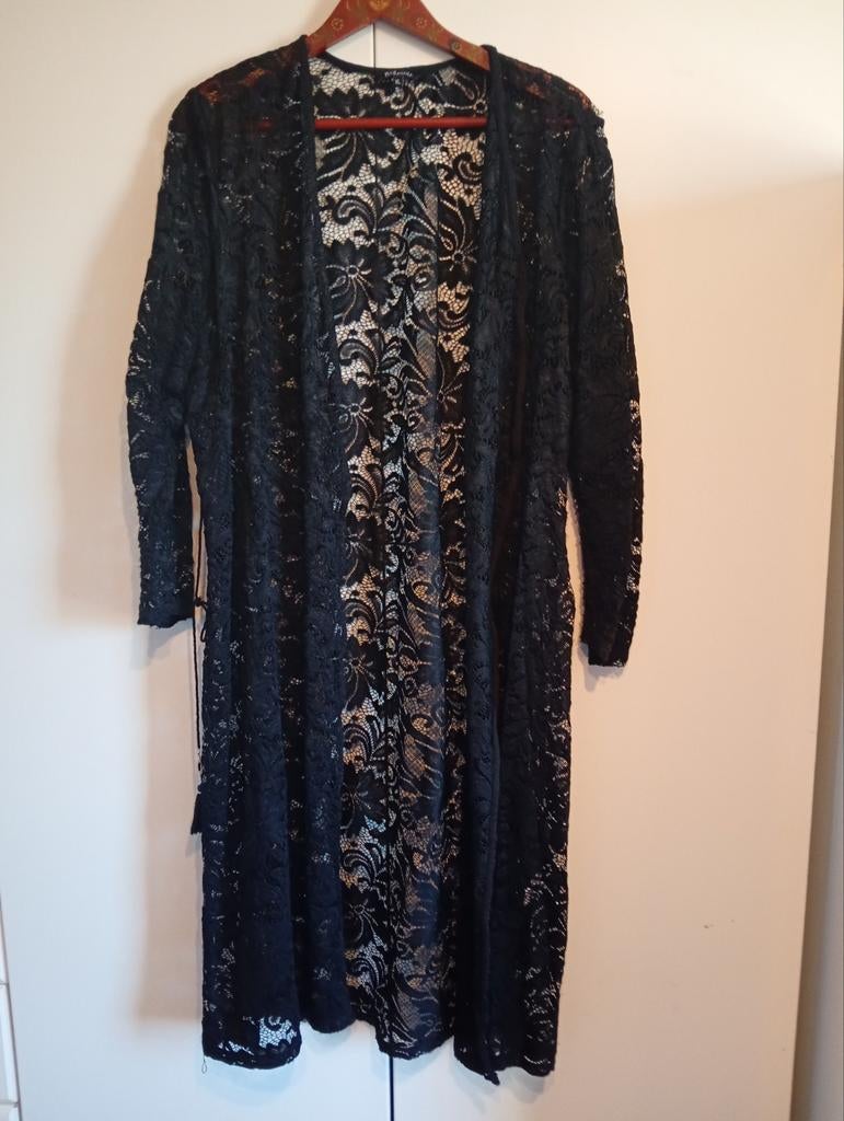 Zwart kanten vest/kimono van MS Mode, maat XL, Zwart, Maat 46/48 (XL) of groter, Ophalen of Verzenden, Zo goed als nieuw