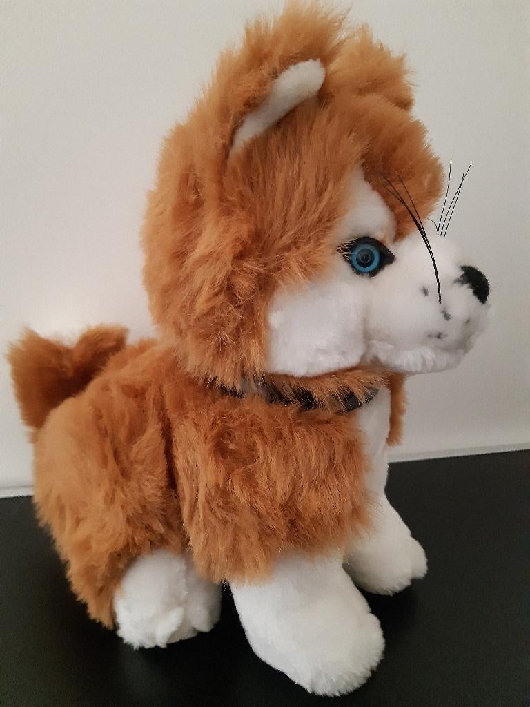 Knuffel hond husky bruin/wit 25 cm, Ophalen of Verzenden, Nieuw, Hond