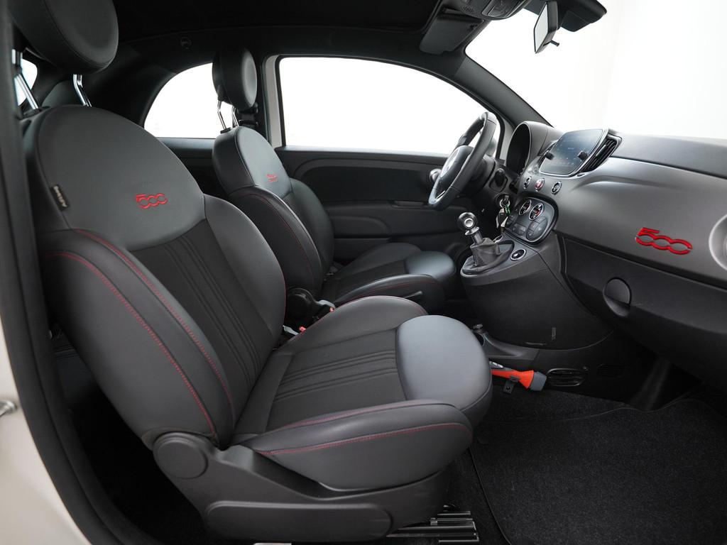 Fiat 500C 1.0 Hybrid Sport | Parkeersensor | 12 mnd Garantie, 12 maanden, Stof, Euro 6, 4 stoelen