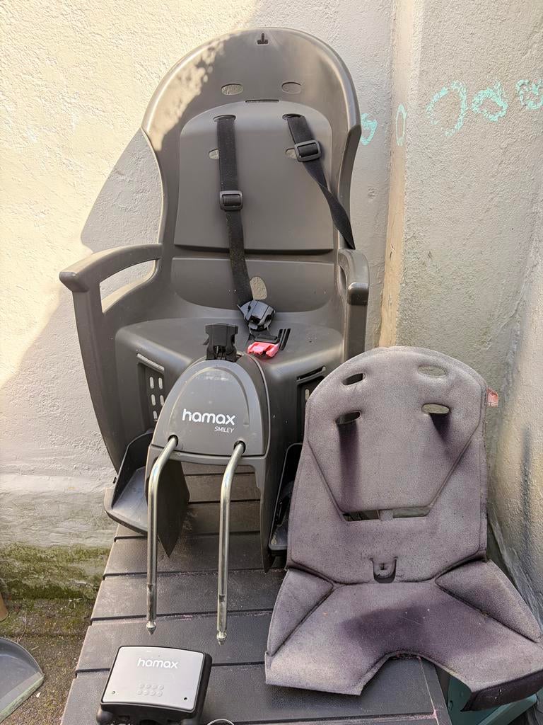 Hamax Smiley achter kinderfietszitje, Fietsen en Brommers, Fietsaccessoires | Fietsstoeltjes, Ophalen, Gebruikt, Achterzitje, Voetsteuntjes