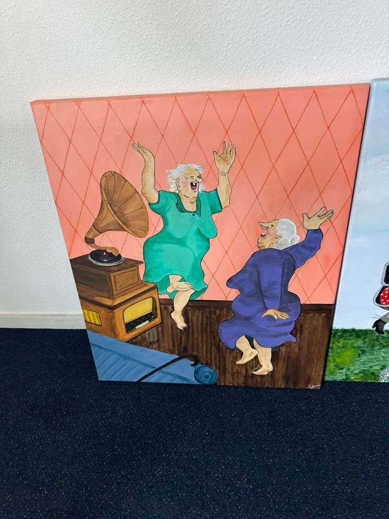 8 Hengelose eigenaardigheden op doek, Ophalen of Verzenden