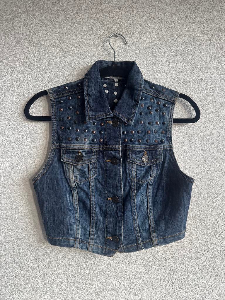 Vintage Y2K donker blauw denim gilet met studs, Kleding | Dames, Vintage, Blauw, Vintage, Vintage
