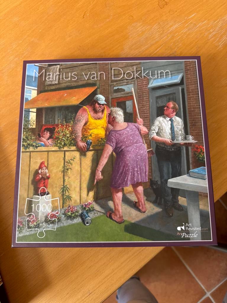 Marius van Dokkum Puzzel 1000 stukjes - 'De Burenruzie', Hobby en Vrije tijd, Denksport en Puzzels, Ophalen of Verzenden, 500 t/m 1500 stukjes
