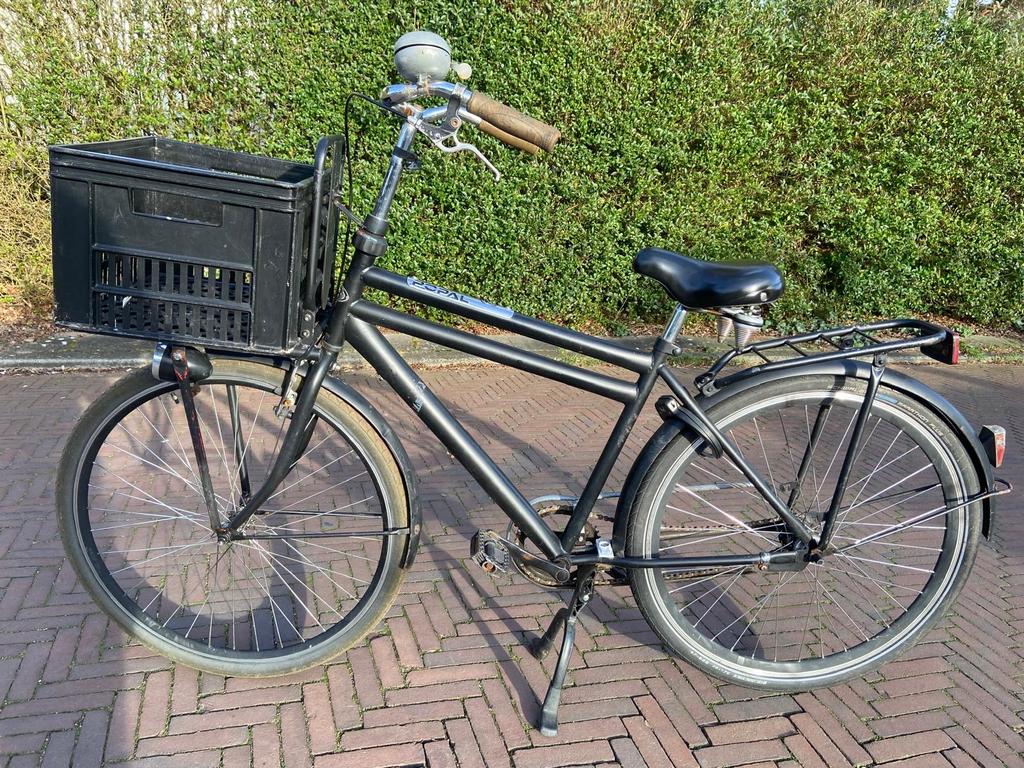 Popal transportfiets met krat - Zwart, Ophalen, Gebruikt, Overige merken