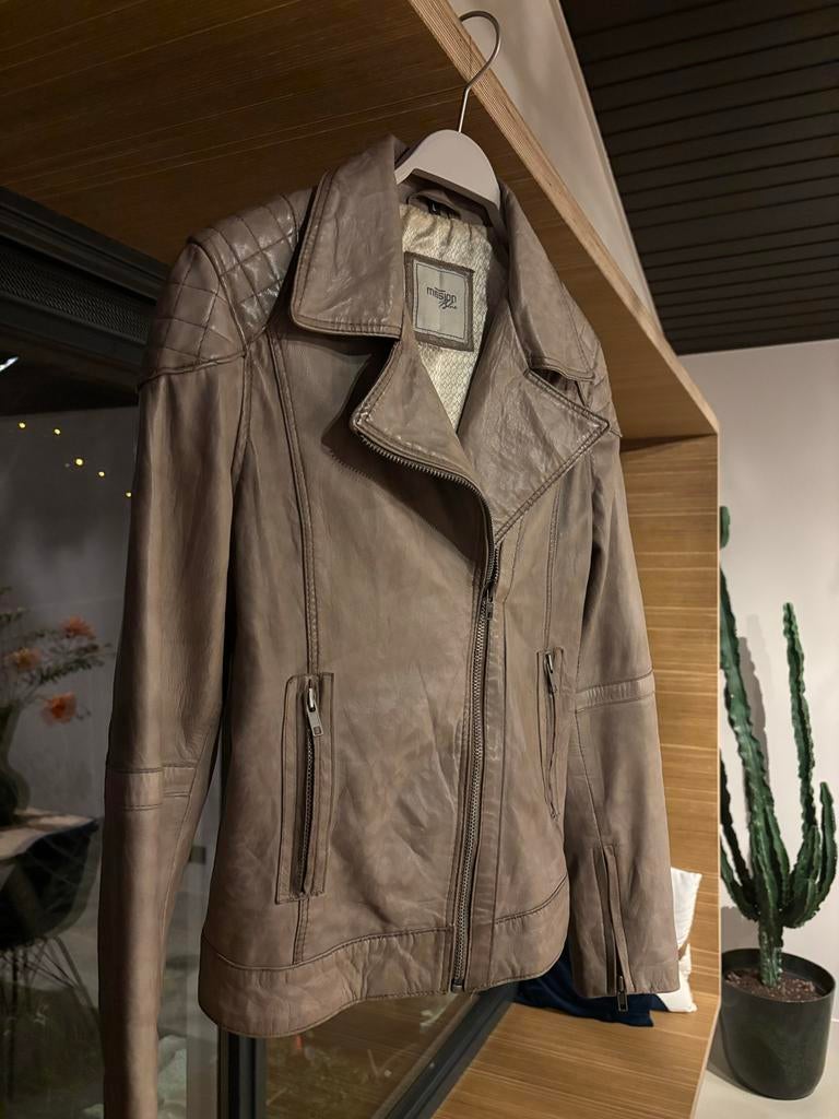 Mission Blue leren jas, Ophalen of Verzenden, Zo goed als nieuw, Maat 42/44 (L), Grijs