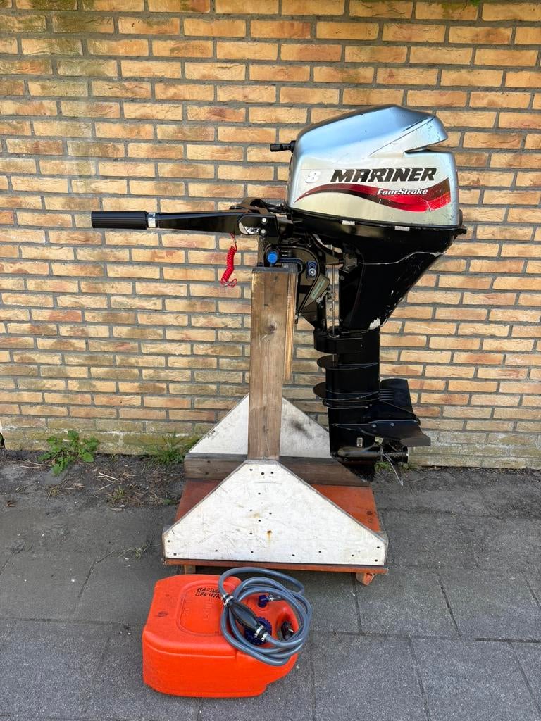Mariner 8 pk 4 takt langstaart buitenboordmotor boot motor., Watersport en Boten, Buiten- en Binnenboordmotoren, Ophalen, Gebruikt
