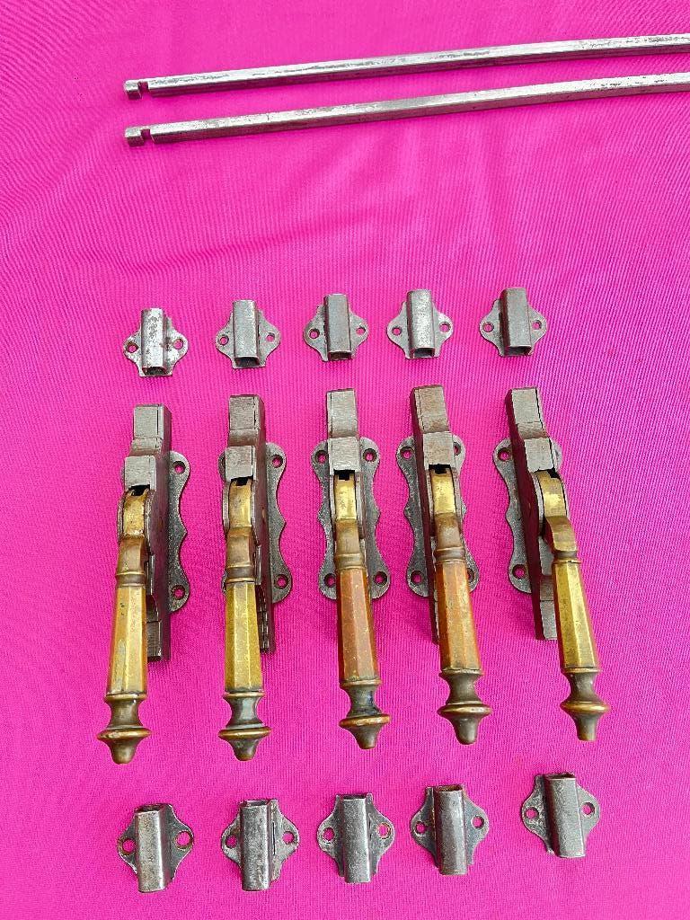 Antieke pomp espagnoletten / deur espagnolet, greep, klink, Ophalen of Verzenden