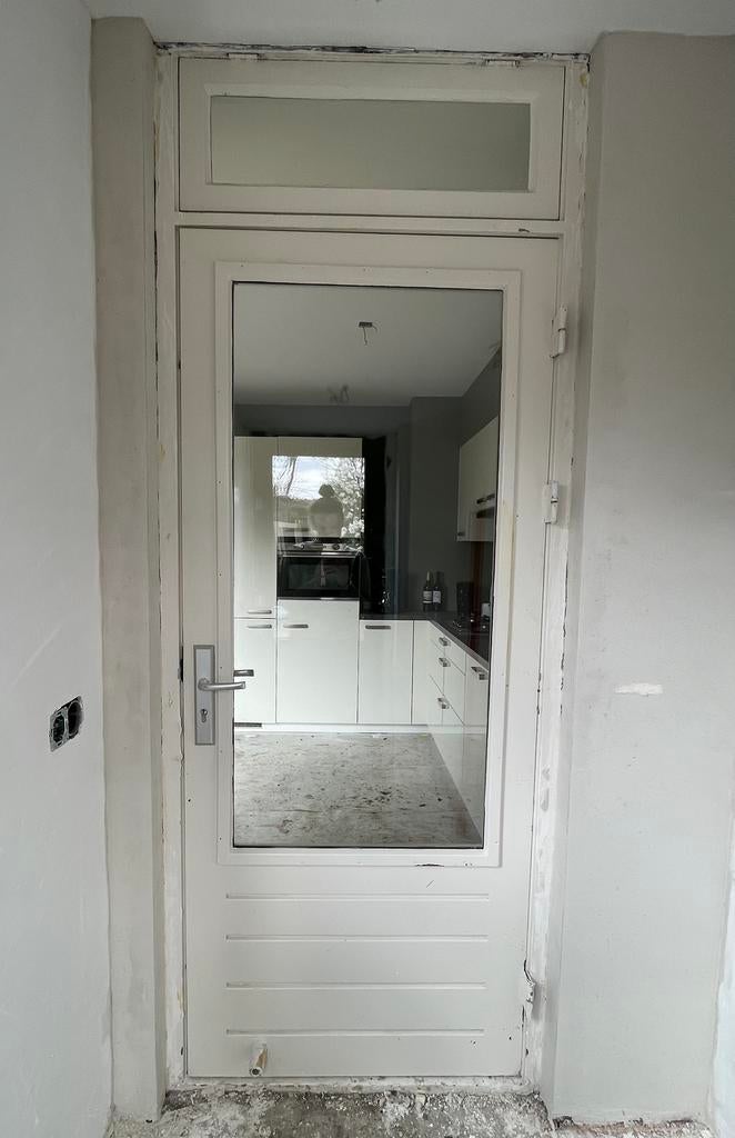 Hardhouten buitendeur, dubbelglas, Ophalen, 200 tot 215 cm, Glas, Buitendeur