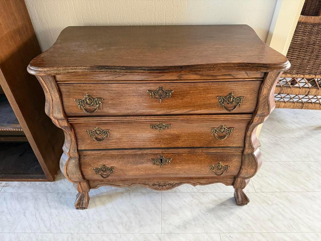 Antieke vintage eikenhouten commode met 2 vakken, Huis en Inrichting, Ophalen, Gebruikt, 1 of 2 laden, Eikenhout