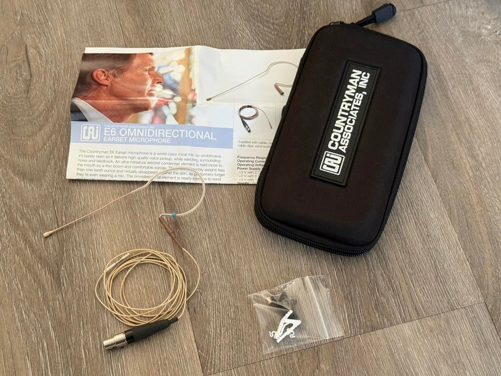 Countryman E6 ommidirectionele headset 4p mini XLR, Muziek en Instrumenten, Microfoons, Zo goed als nieuw, Overige typen, Draadloos