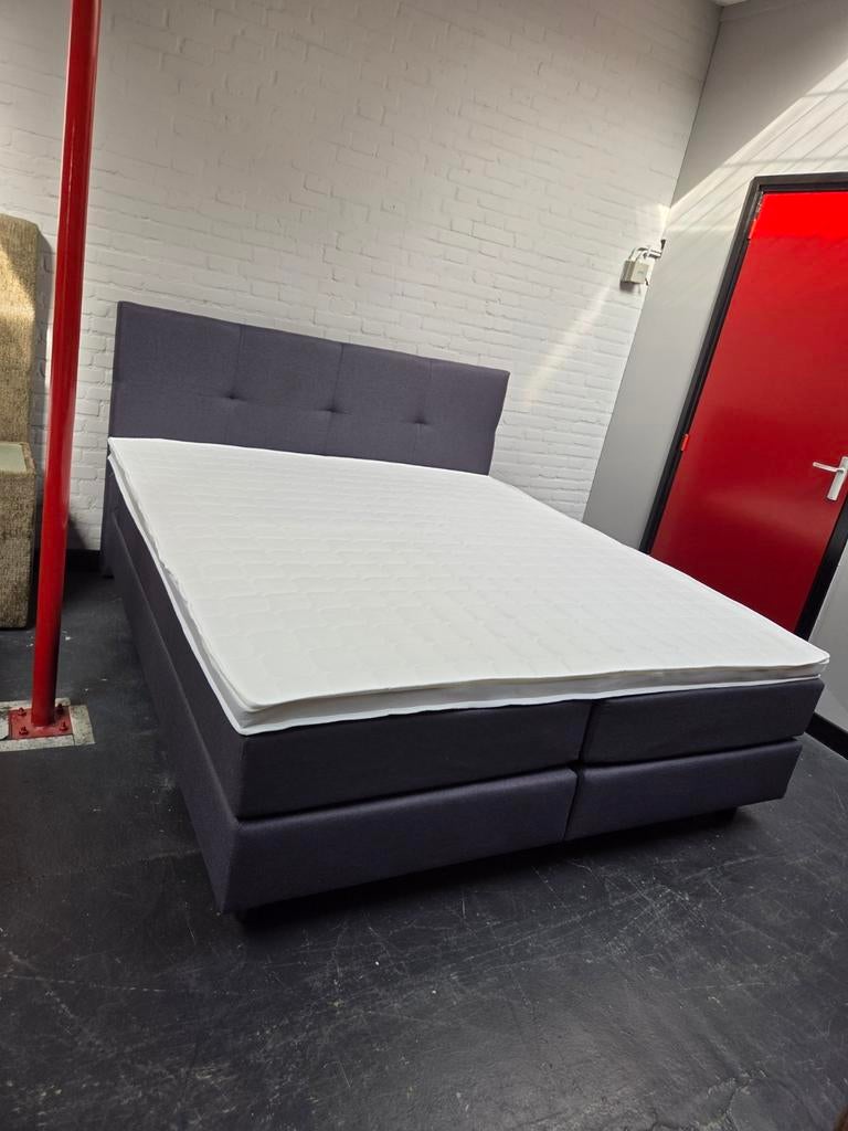 Nieuwe Complete Boxspring 180x200 Grijs met HR Topper, Huis en Inrichting, Slaapkamer | Bedden, Nieuw, Tweepersoons, 180 cm, 200 cm