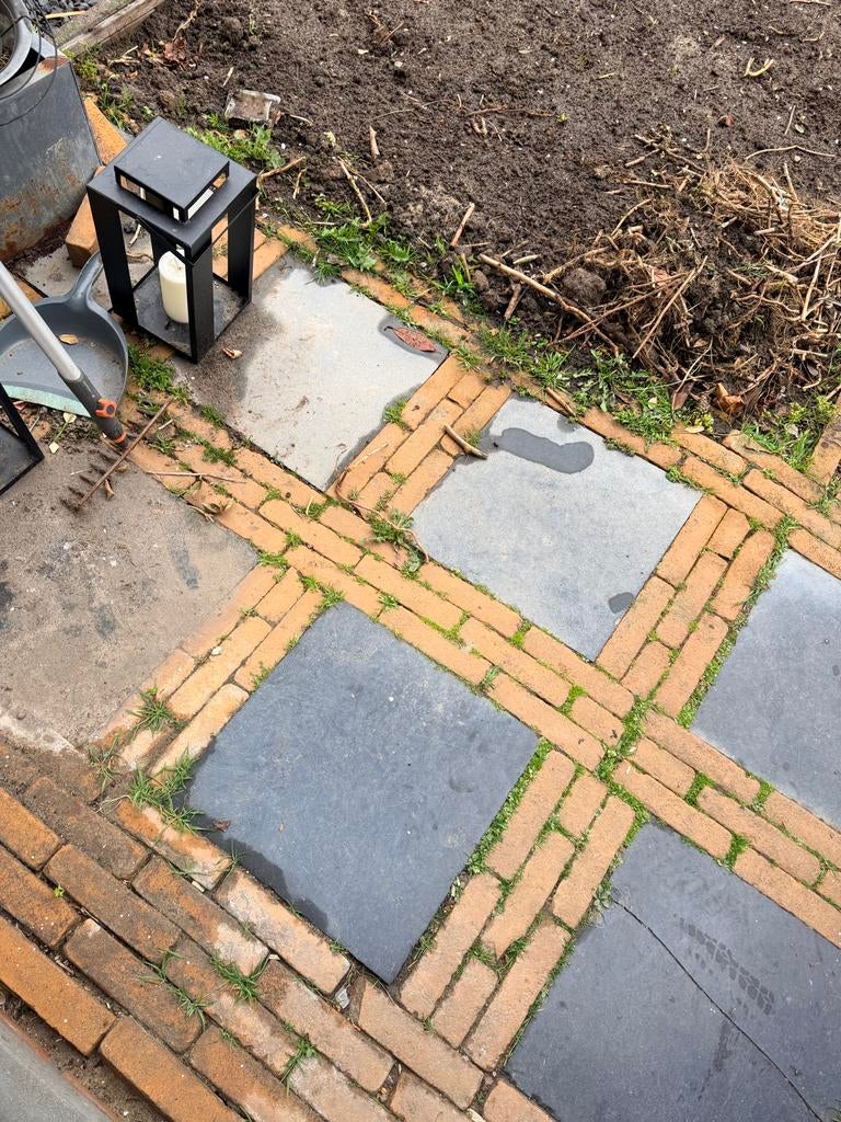 Gratis gele gebakken klinkers - kleurvast, Tuin en Terras, Tegels en Klinkers, Ophalen, Gebruikt, Keramiek, Klinkers