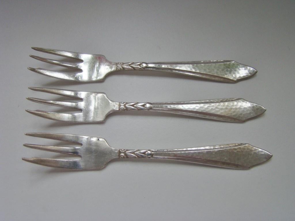 3 verzilverde gebaksvorkjes antiek [10], Ophalen of Verzenden