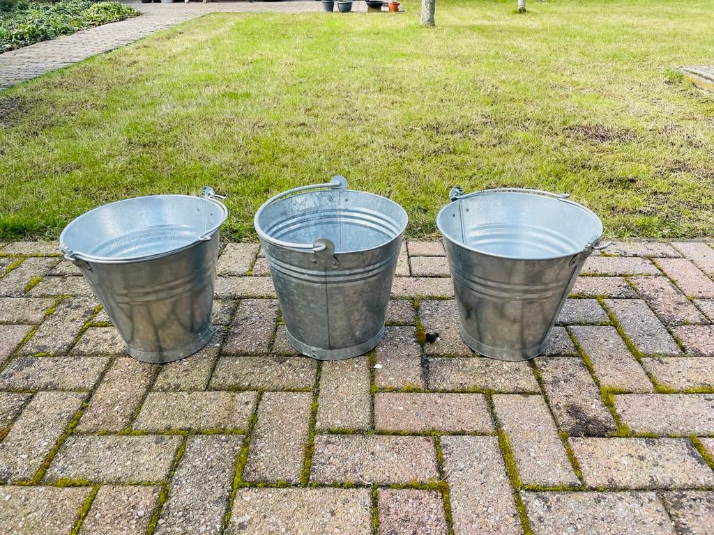 3 zinken 10 liter emmers, Ophalen of Verzenden, Nieuw, Zink, Met handgreep