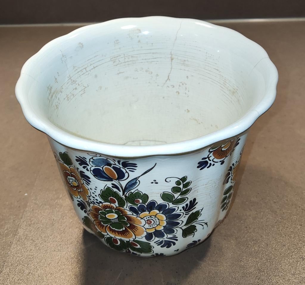 Delfts Polychroom bloempot, Antiek en Kunst, Ophalen of Verzenden
