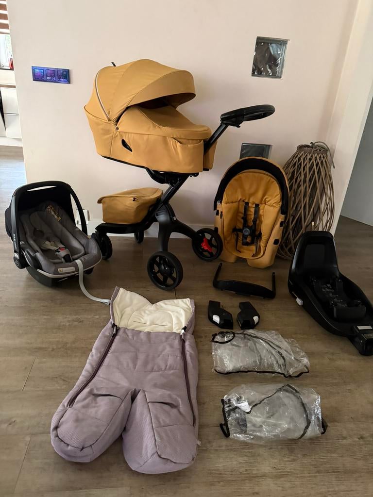 Stokke v6 xplory kinderwagen met maxi Cosi set, Kinderen en Baby's, Kinderwagens en Combinaties, Zo goed als nieuw, Verstelbare duwstang