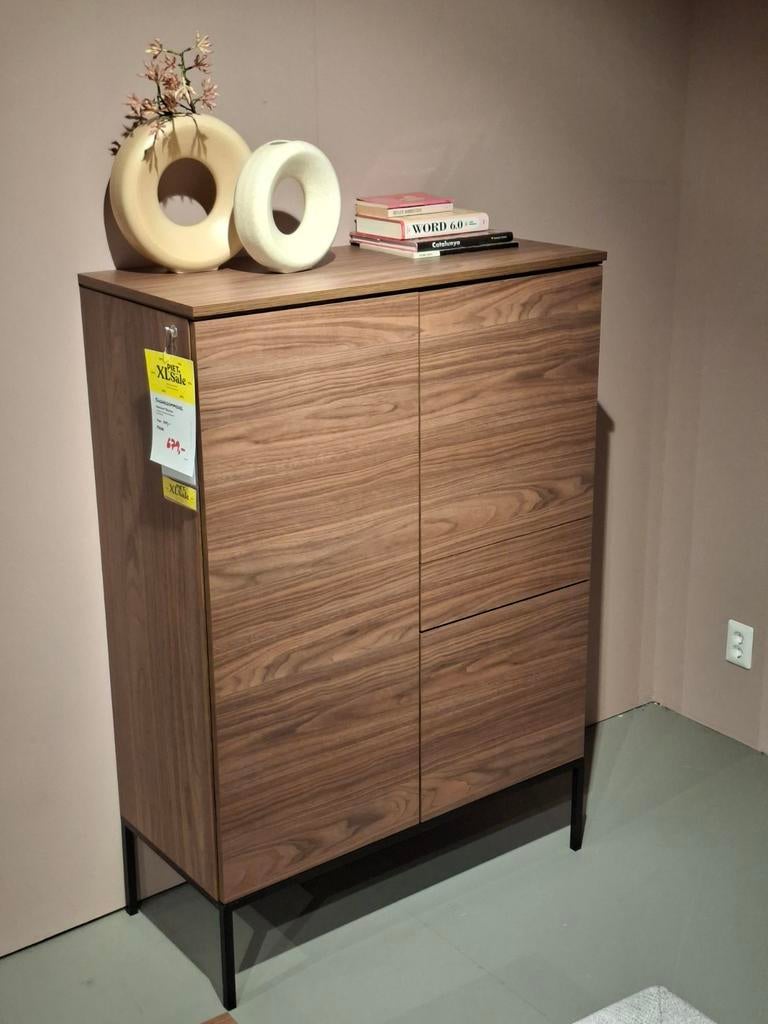 Showroommodel Barkast Brixton Melamine noten, Ophalen, Nieuw, 25 tot 50 cm, Metaal