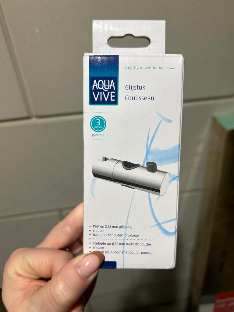 Aqua Vive Glijstuk Douchestang Chroom Ø22mm, Ophalen of Verzenden, Nieuw, Chroom, Overige typen