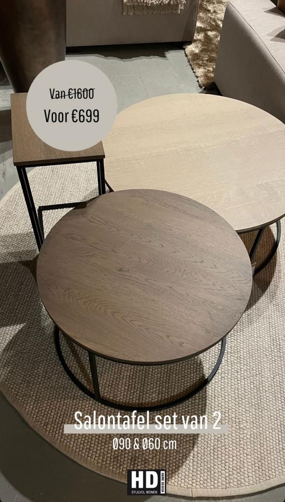 Salontafel set - eiken hout, Ophalen of Verzenden