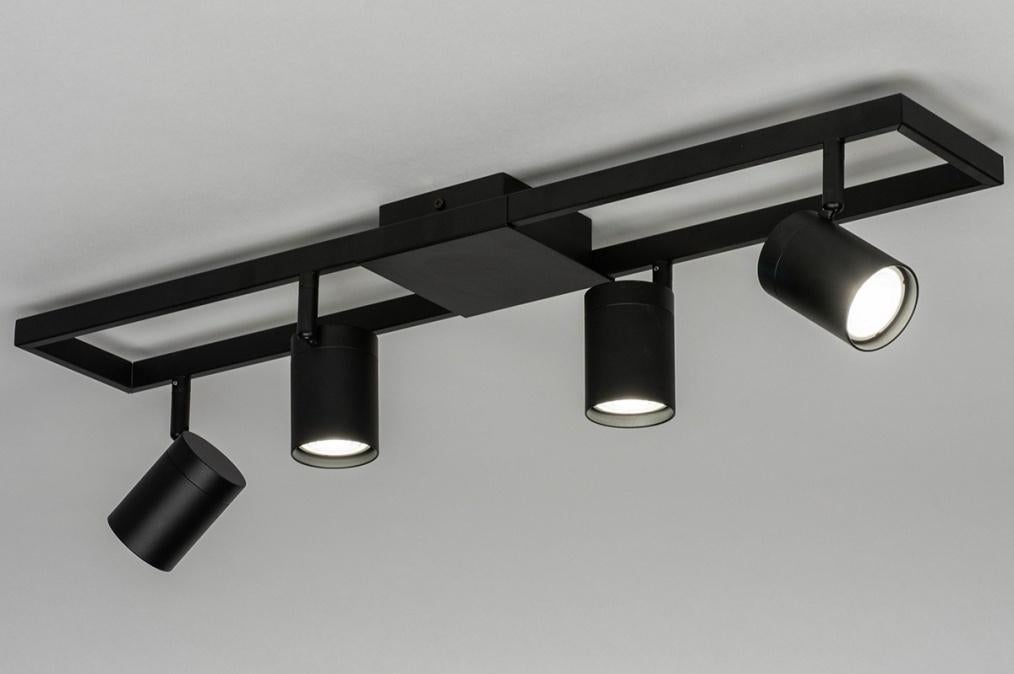 plafondlamp spots zwart 70 a 74cm of rvs wit lamp 4 lichts, Ophalen of Verzenden, Nieuw