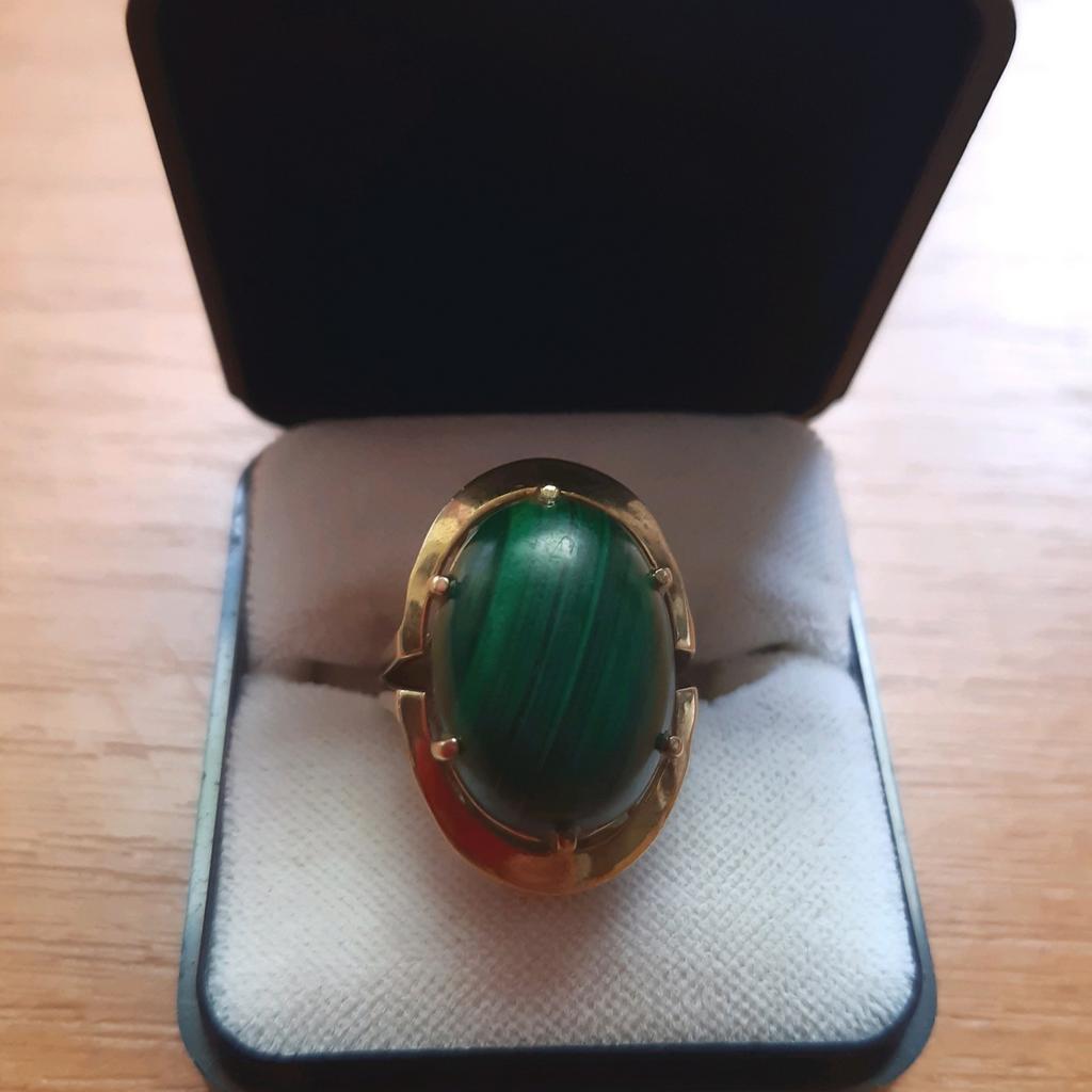 Vintage gouden ring met malachiet, Verzenden
