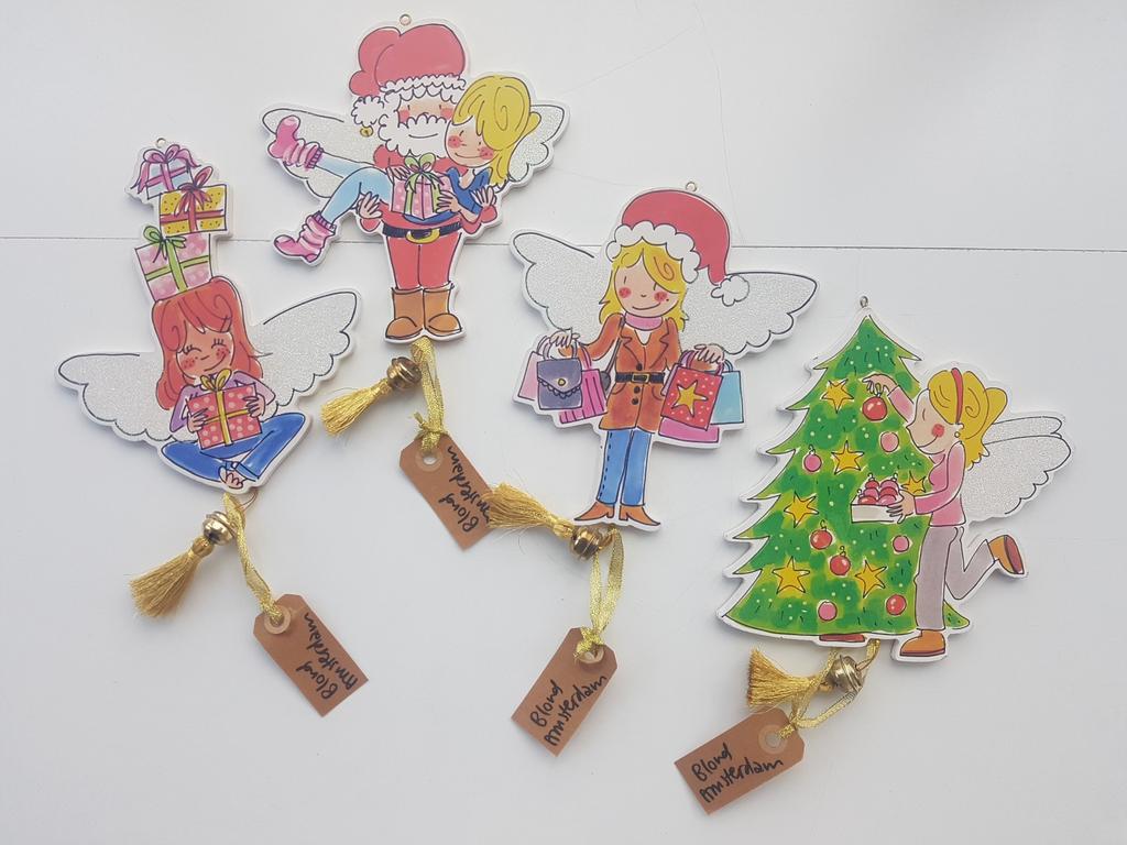 4x Blond Amsterdam Houten Kerst Hanger | Kersthanger Hout, Diversen, Kerst, Ophalen of Verzenden, Nieuw