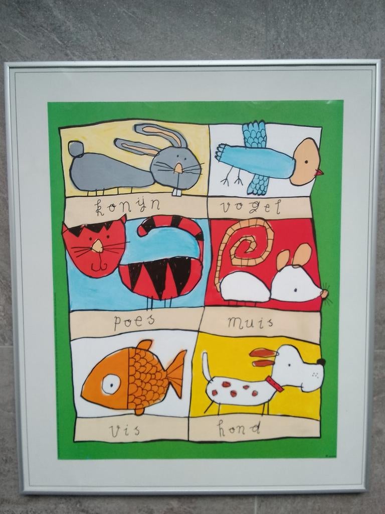 Kinderprent dieren, Verkerke, voor kinderkamers, Ophalen of Verzenden, Zo goed als nieuw, Wanddecoratie