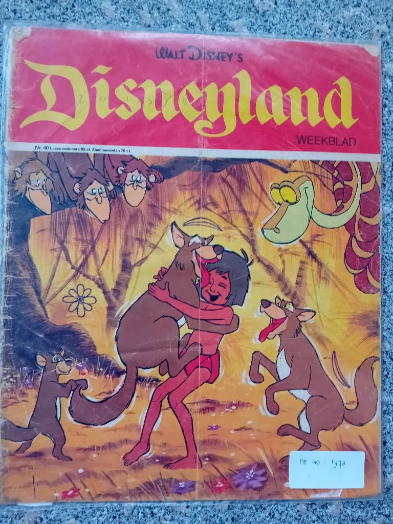 Disney blad Disneyland 40 - 1973 Jungleboek op de voorkant, Ophalen of Verzenden, Overige figuren, Gebruikt, Beeldje of Figuurtje