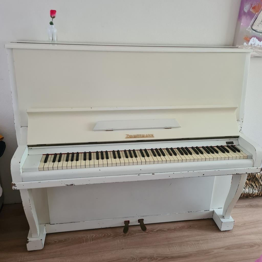 Witte Zimmermann Piano, Ophalen of Verzenden, Gebruikt, Wit
