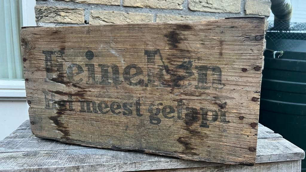 Originele houten Heineken bierkrat uit 1962, Ophalen of Verzenden, Gebruikt
