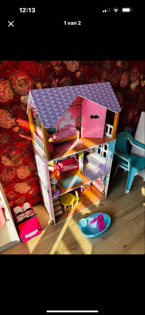 Leuk Barbiehuis met accessoires, Ophalen, Gebruikt, Poppenhuis
