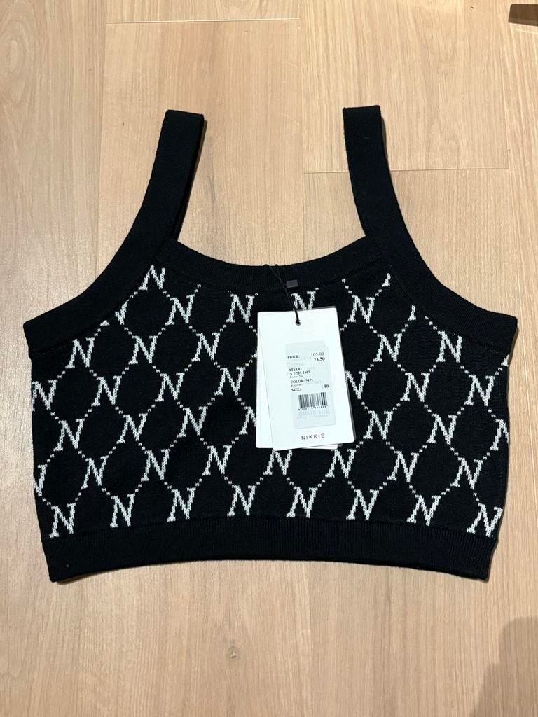 Nikkie Top - Zwart/Wit - Maat M, Kleding | Dames, Maat 38/40 (M), Zwart, Nieuw, Ophalen of Verzenden