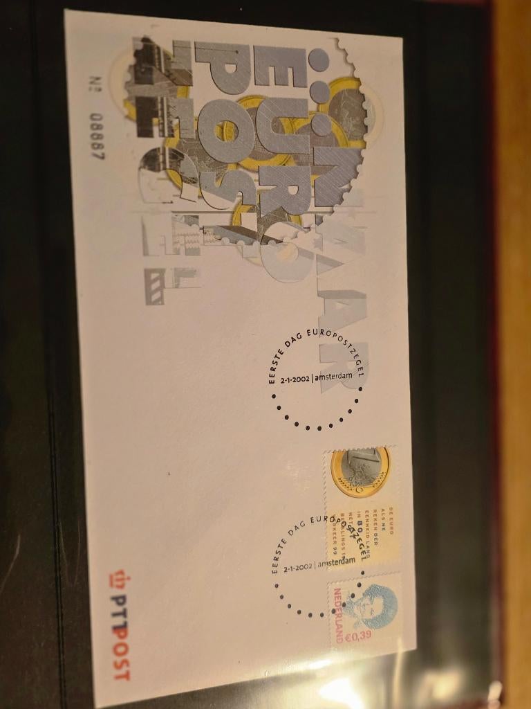 Eerste dag euro postzegels, Ophalen of Verzenden, Onbeschreven, Nederland