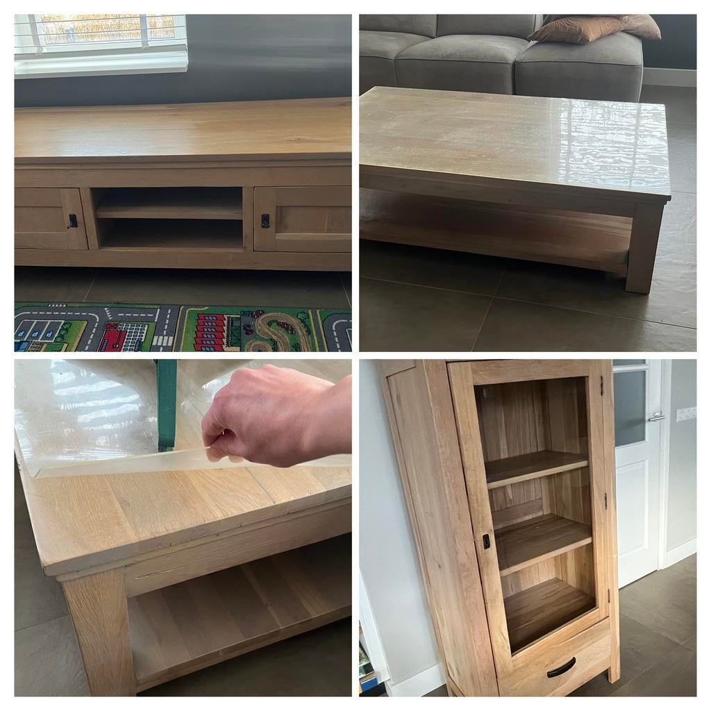 Eiken meubels vitrinekast/buffetkast tv meubel salontafel, Ophalen, Zo goed als nieuw, 25 tot 50 cm, Minder dan 100 cm