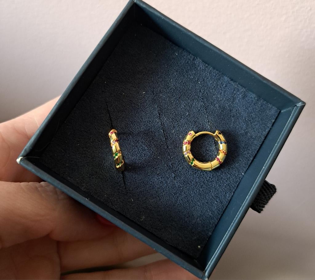 Anna + Nina Oorbellen met gekleurde steentjes, Hangers, Ophalen of Verzenden, Zo goed als nieuw, Met edelsteen