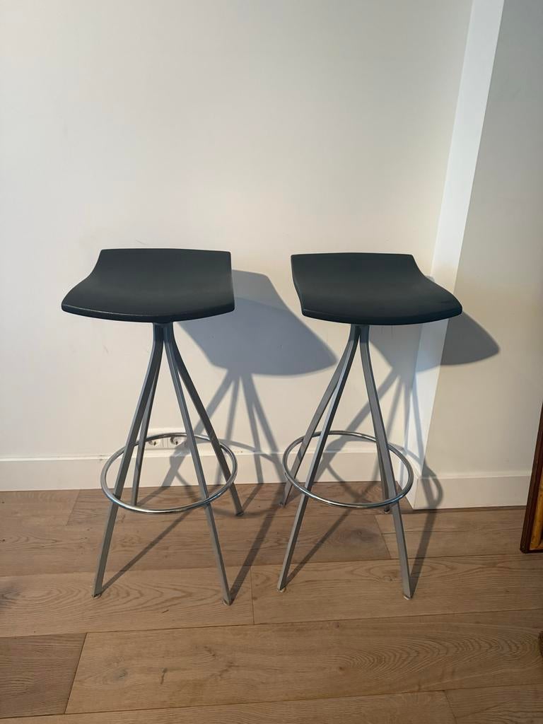 2 design barkrukken, Ophalen, Gebruikt, Met voetsteun, 60 tot 90 cm