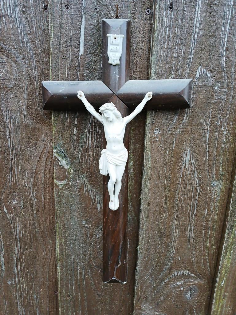 Antiek kruis met Jezusbeeld, Antiek en Kunst, Antiek | Religie, Ophalen of Verzenden