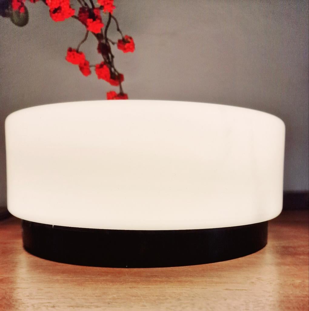 Vintage Witte Plafondlamp Jaren 70, Huis en Inrichting, Lampen | Plafondlampen, Ophalen of Verzenden, Gebruikt, Glas, Vintage