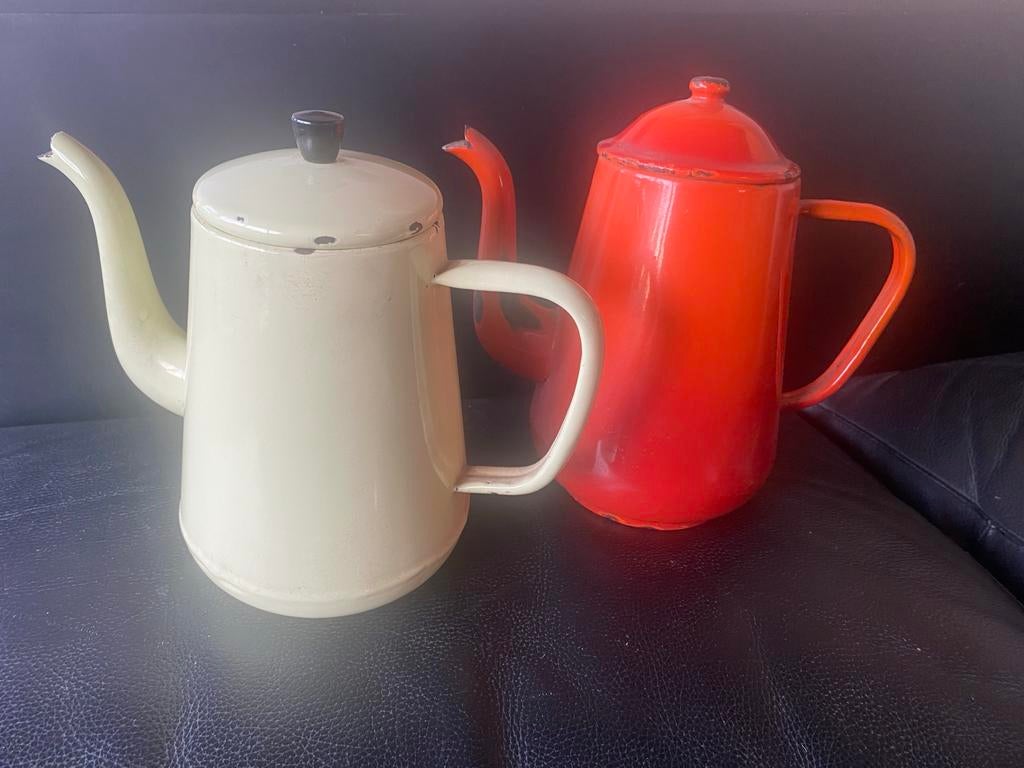 Vintage Emaille kannen Set, Antiek en Kunst, Curiosa en Brocante, Ophalen of Verzenden
