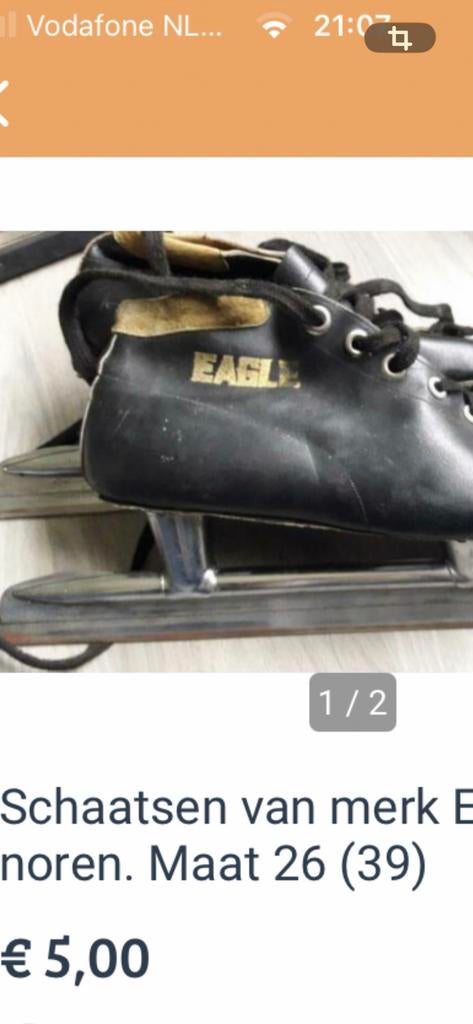 Schaatsen Eagle schaats mt 26  is 39!!, Ophalen of Verzenden, Zo goed als nieuw, Noren, Overige merken