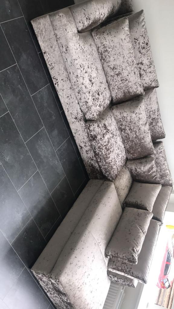 Velvet L bank/, Huis en Inrichting, Banken | Complete zithoeken, Ophalen, Gebruikt, Stof