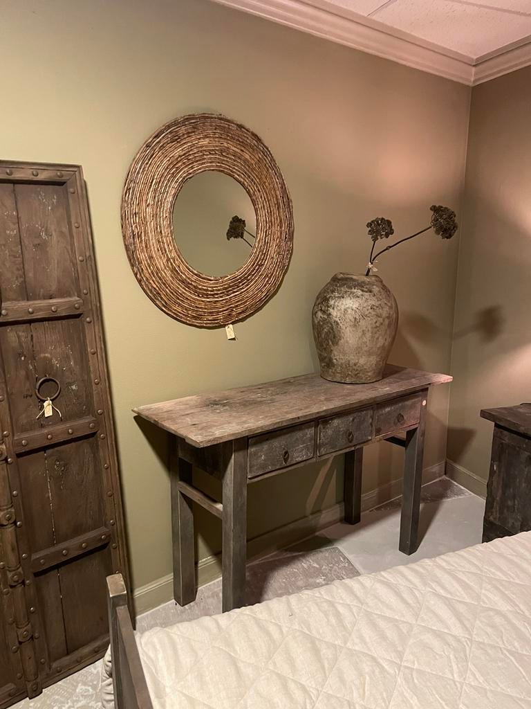 Vergrijsd houten Sidetable ladekast bureau landelijk stoer, 100 tot 150 cm, Landelijk vergrijsd stoer, Nieuw, Ophalen of Verzenden