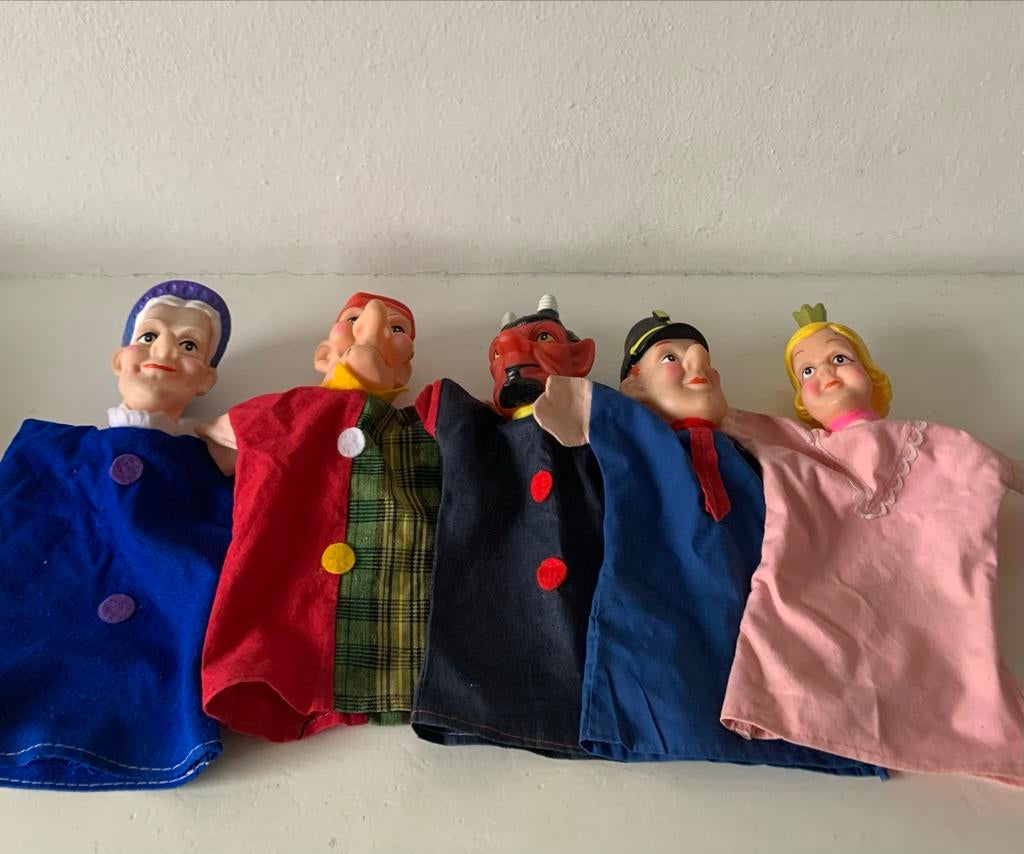 5 poppenkast poppen, Ophalen of Verzenden, Gebruikt, Overige typen