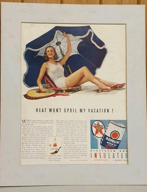 Retro Reclame Poster Texaco Havoline advertentie Folder, Ophalen of Verzenden, Gebruikt, Reclamebord