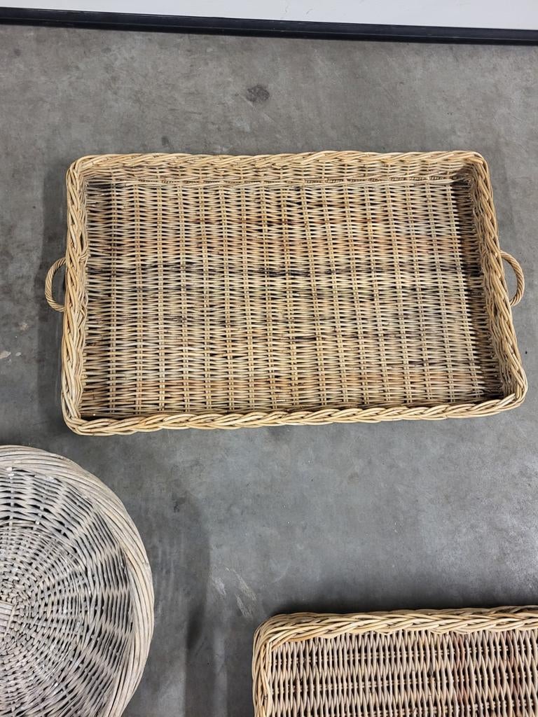 Rieten dienbladen, Ophalen, Zo goed als nieuw, Rond, Overige materialen