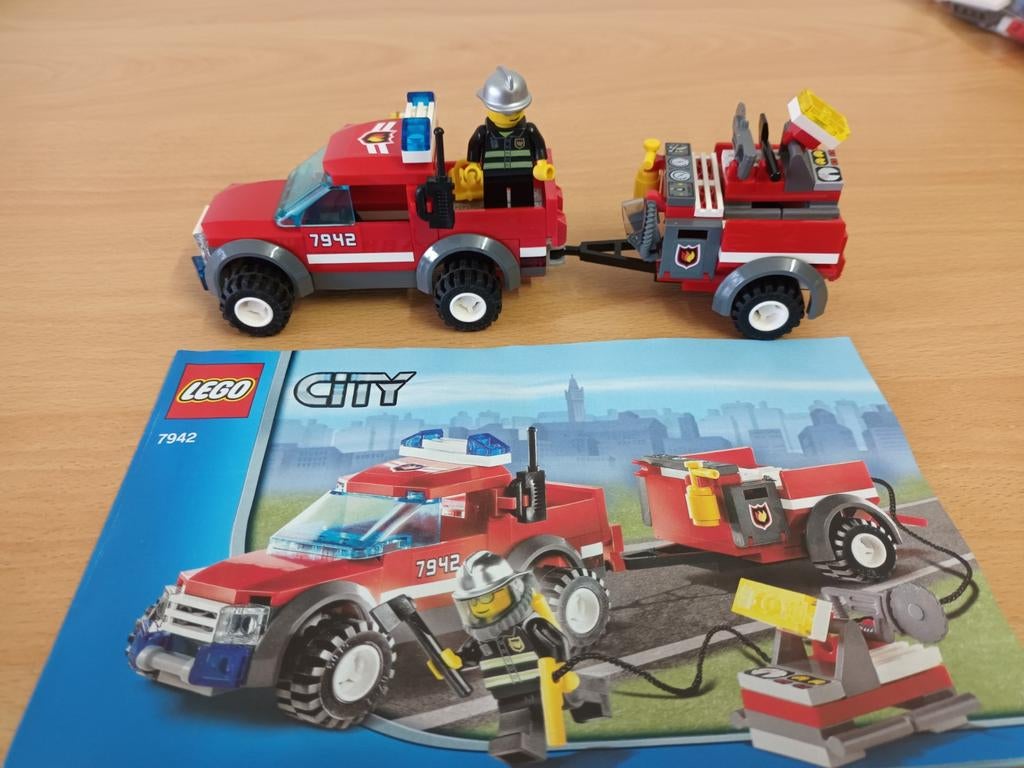 Lego 7942 brandweer pick up truck., Ophalen of Verzenden, Zo goed als nieuw